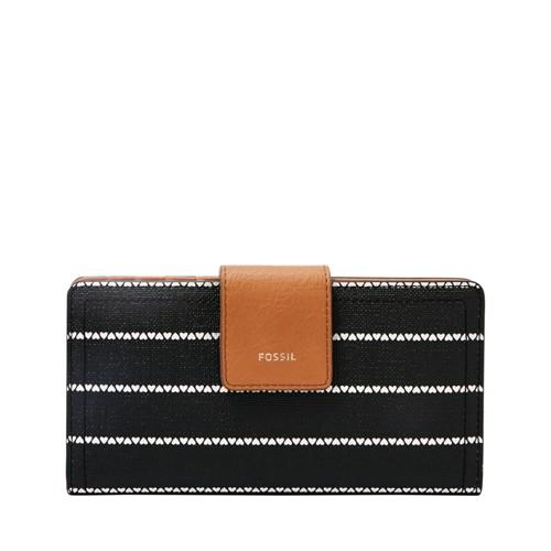 Fossil Logan Rfid Tab Clutch  Wallet Black/white- Sl7827005