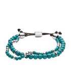 Fossil Duo Turquoise Reconstituted Marble Beaded Bracelet  Jewelry Silver- Joa00509040