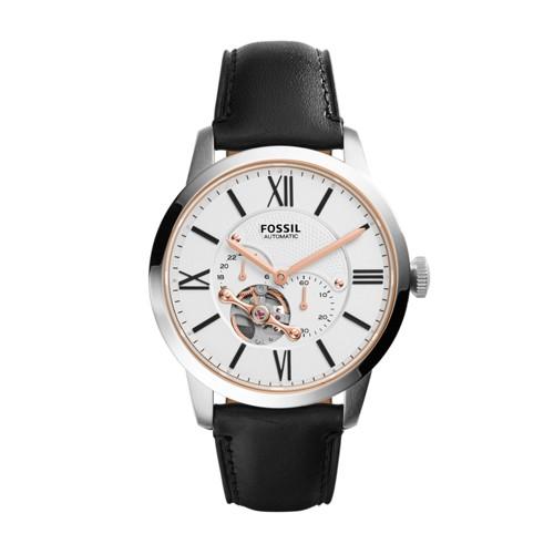 Fossil Townsman Automatic Black Leather Watch  Jewelry - Me3104