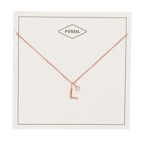 Fossil Letter L Rose Gold-tone Stainless Steel Necklace Jewelry - Jf03041791