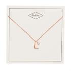 Fossil Letter L Rose Gold-tone Stainless Steel Necklace  Jewelry - Jf03041791