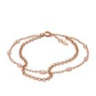Fossil Navette Pink Glass Double-chain Bracelet  Jewelry - Jf02845791