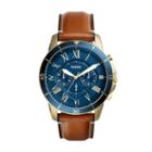 Fossil Grant Sport Chronograph Luggage Leather Watch  Jewelry - Fs5268