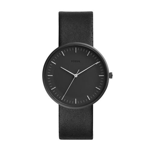 Fossil Essentialist Three-hand Black Leather Watch  Jewelry - Fs5516