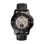 Fossil Grant Sport Automatic Black Leather Watch  Jewelry - Me3138