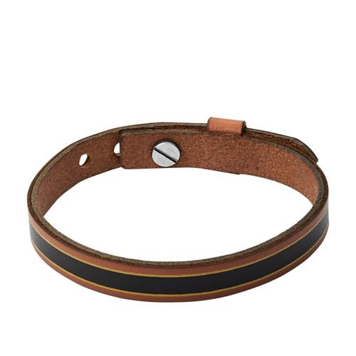 Fossil Striped Brown Leather Bracelet  Jewelry - Ja7001040