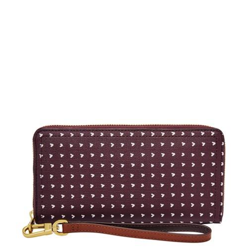 Fossil Logan Rfid Zip Around Clutch  Wallet Fig- Sl7828503