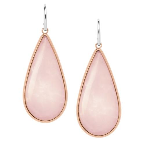 Fossil Teardrop Rose Quartz Large Earrings Jewelry - Jf02838791