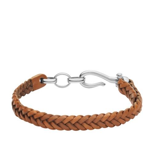 Fossil Hook Brown Leather Bracelet  Jewelry - Jf02881040