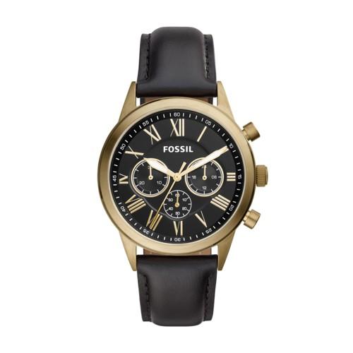 Fossil Flynn Midsize Chronograph Black Leather Watch  Jewelry - Bq2192