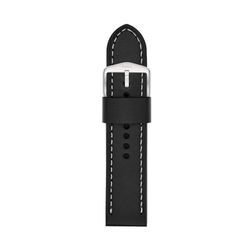 Fossil 24mm Black Leather Watch Strap   - S241076