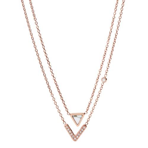 Fossil Geometric Rose Gold-tone Steel Necklaces  Jewelry Rose Gold- Jf02897791