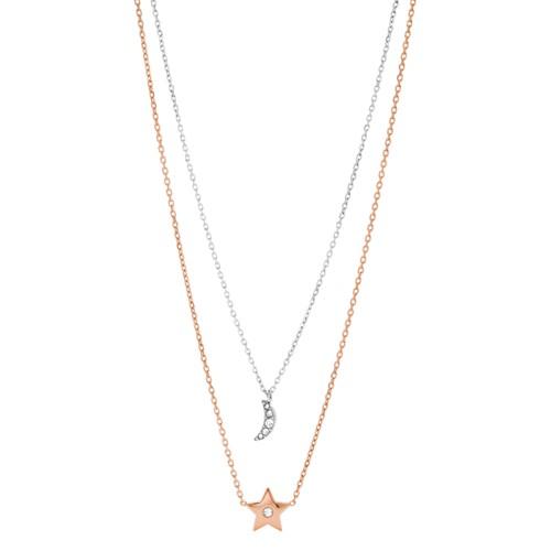 Fossil Moon And Star Two-tone Stainless Steel Convertible Necklace  Jewelry - Jof00520998