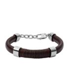 Fossil Wrapped Brown Leather Bracelet  Jewelry Silver- Jf03106040