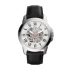 Fossil Grant Automatic Black Leather Watch  Jewelry - Me3101