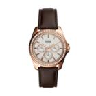 Fossil Janice Multifunction Brown Leather Watch  Jewelry - Bq3383