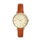 Fossil Jacqueline Three-hand Date Luggage Leather Watch  Jewelry - Es4293