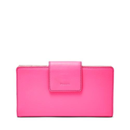 Fossil Emma Rfid Tab Clutch  Wallet Neon Pink- Sl7154673