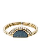 Fossil Duo Half-moon Jade And Gold-tone Steel Rings  Jewelry - Jf029487108