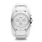 Fossil Retro Traveler Chronograph White Leather Watch Ch2858 White