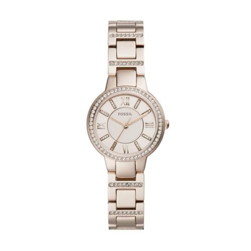 Fossil Virginia Three Hand Pastel Pink Stainless Steel Watch  Jewelry - Es4482