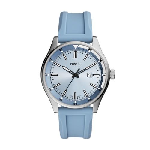 Fossil Belmar Three-hand Date Pale Blue Silicone Watch  Jewelry - Fs5537