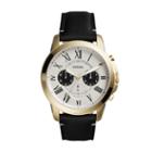 Fossil Grant Chronograph Black Leather Watch  Jewelry - Fs5272
