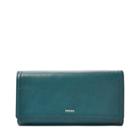 Fossil Logan Rfid Flap Clutch  Wallet Teal- Sl7833380