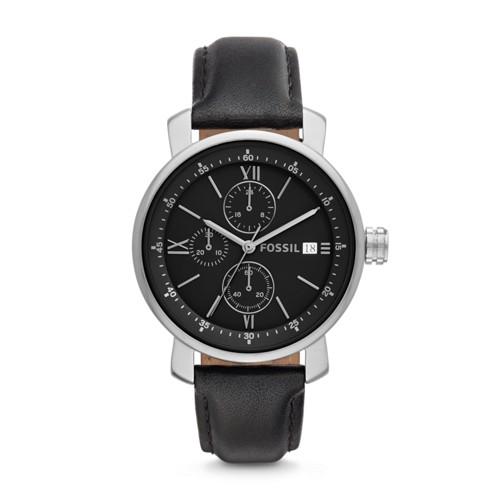 Fossil Rhett Chronograph Black Leather Watch  Jewelry - Bq1006