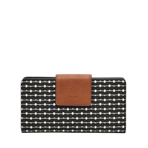 Fossil Emma Rfid Tab Clutch  Wallet Black/cream- Sl7200080