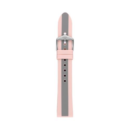 Fossil 18mm Blush And Gray Stripe Silicone Strap   - S181419