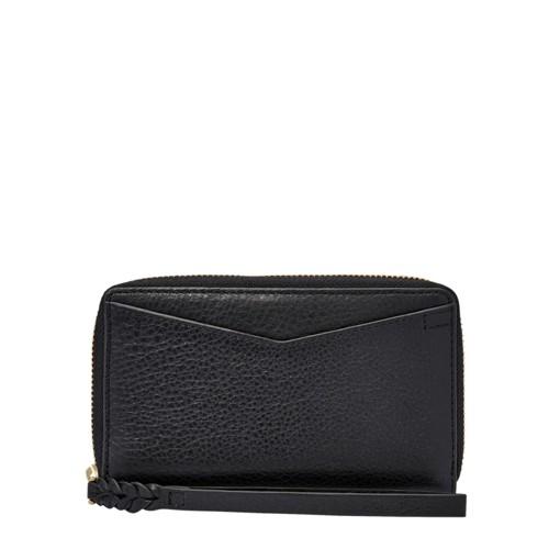 Fossil Caroline Rfid Smartphone Zip Around Wallet  Wallet Black- Sl7352001