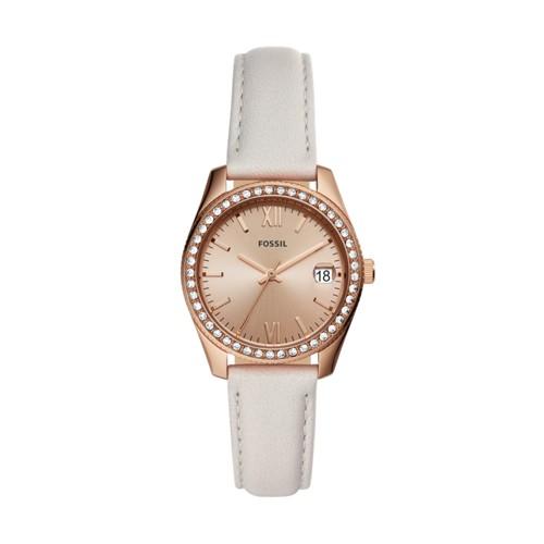 Fossil Scarlette Mini Three-hand Date Mineral Gray Leather Watch  Jewelry - Es4556