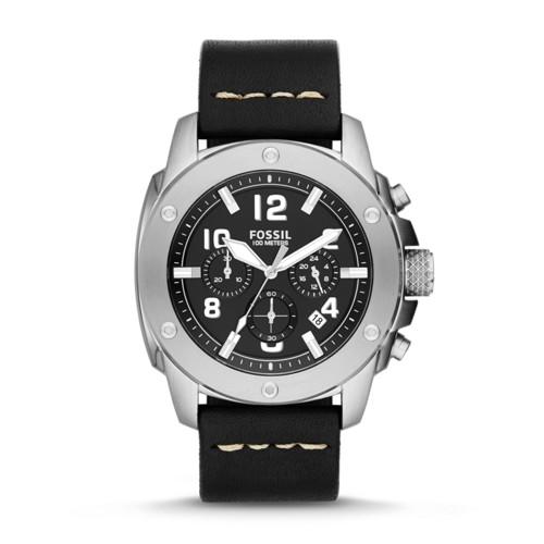 Fossil Modern Machine Chronograph Black Leather Watch Fs4928 Black