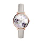 Fossil Jacqueline Three-hand Mineral Gray Leather Watch  Jewelry - Es4672