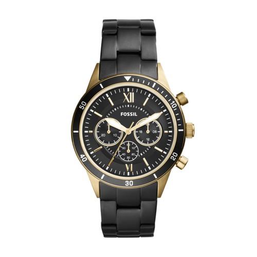 Fossil Flynn Sport Chronograph Black Stainless Steel Watch  Jewelry - Bq2258