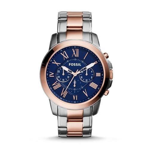 Fossil Grant Chronograph Two-tone Stainless Steel Watch Fs5024 Blue