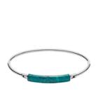 Fossil Turquoise Reconstituted Marble Plaque Stainless Steel Bangle  Jewelry Silver- Jof00367040