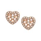 Fossil Mosaic Heart Rose Gold-tone Stainless Steel Earrings  Jewelry - Jf03162791
