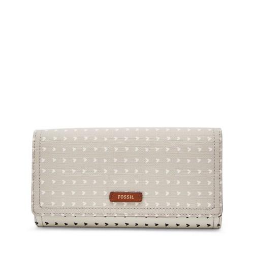 Fossil Logan Rfid Flap Clutch  Wallet Hearts- Sl7832745