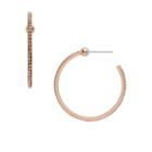 Fossil Textured Rose Gold-tone Stainless Steel Hoops  Jewelry - Jof00502791
