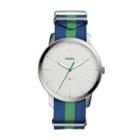 Fossil The Minimalist Three Hand Navy And Green Polyester Watch  Jewelry - Fs5443