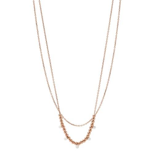 Fossil Double-strand Rose Gold-tone Stainless Steel Necklace  Jewelry - Jof00523791