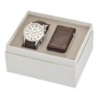 Fossil Flynn Pilot Chronograph Brown Leather Watch And Money Clip Gift Set  Jewelry - Bq2280set