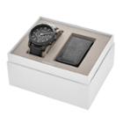 Fossil Lance Chronograph Black Leather Watch And Money Clip Gift Set  Jewelry - Bq2279set