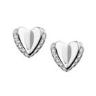 Fossil Sterling Silver Folded Heart Studs  Jewelry - Jfs00423040