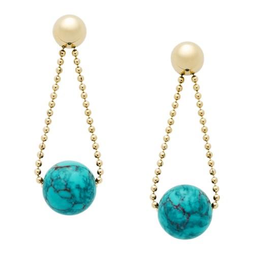 Fossil Circle Gold-tone Stainless Steel Drop Earrings  Jewelry - Jof00510710