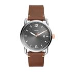 Fossil The Commuter Three-hand Date Light Brown Leather Watch  Jewelry - Fs5417