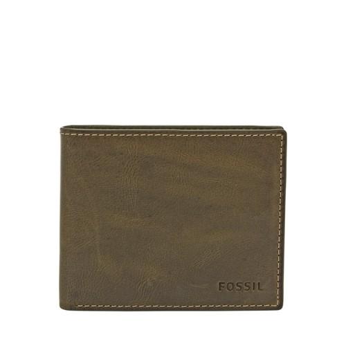Fossil Derrick Rfid Flip Id Bifold  Wallets Olive- Ml3681345