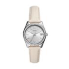 Fossil Scarlette Mini Three-hand Date Winter White Leather Watch  Jewelry - Es4555
